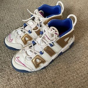 Nike Kids White, Gold, Blue & Pink Sneakers